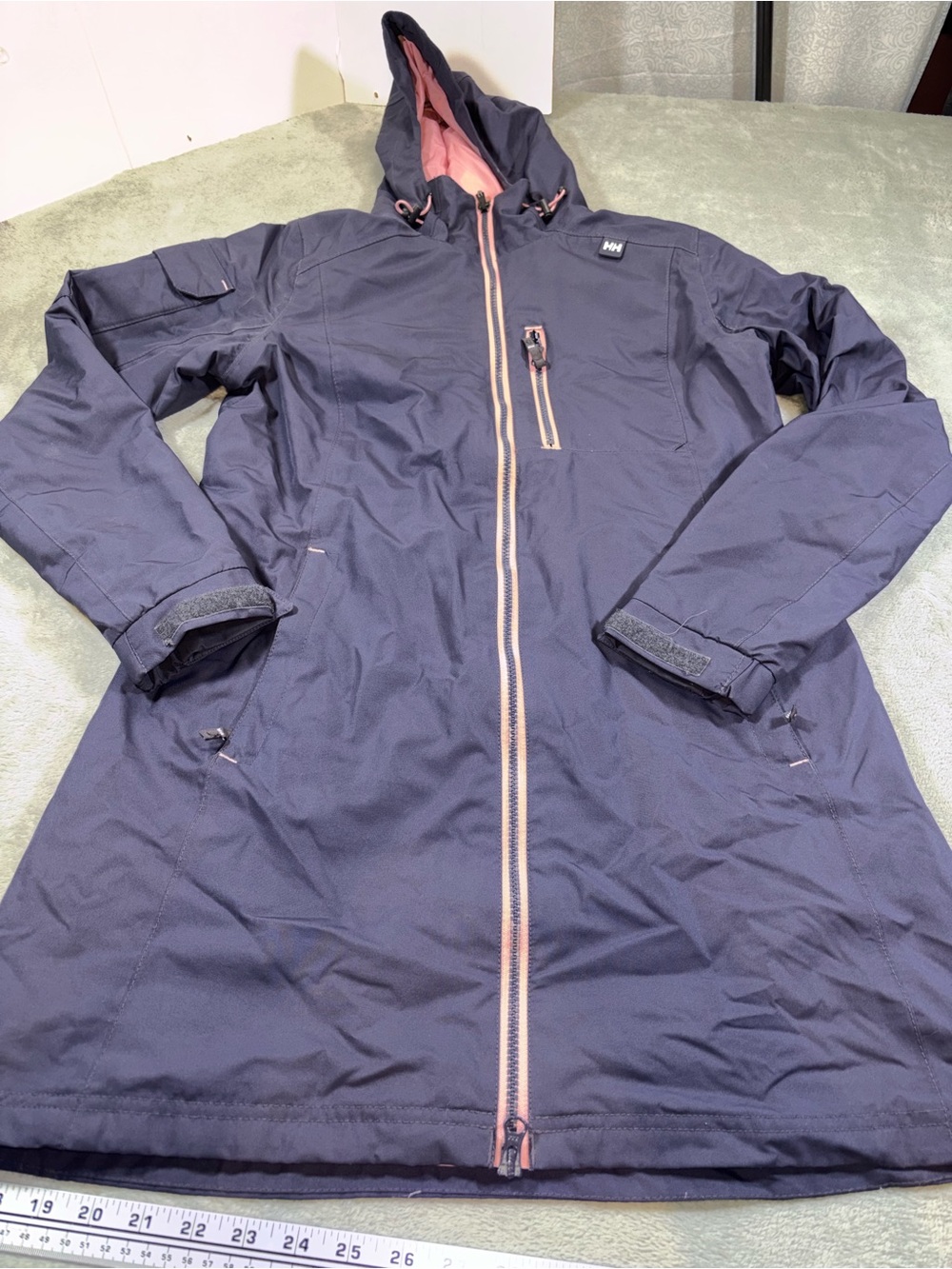 Helly Hansen Long Belfast Waterproof Rain Jacket Navy Pink Small